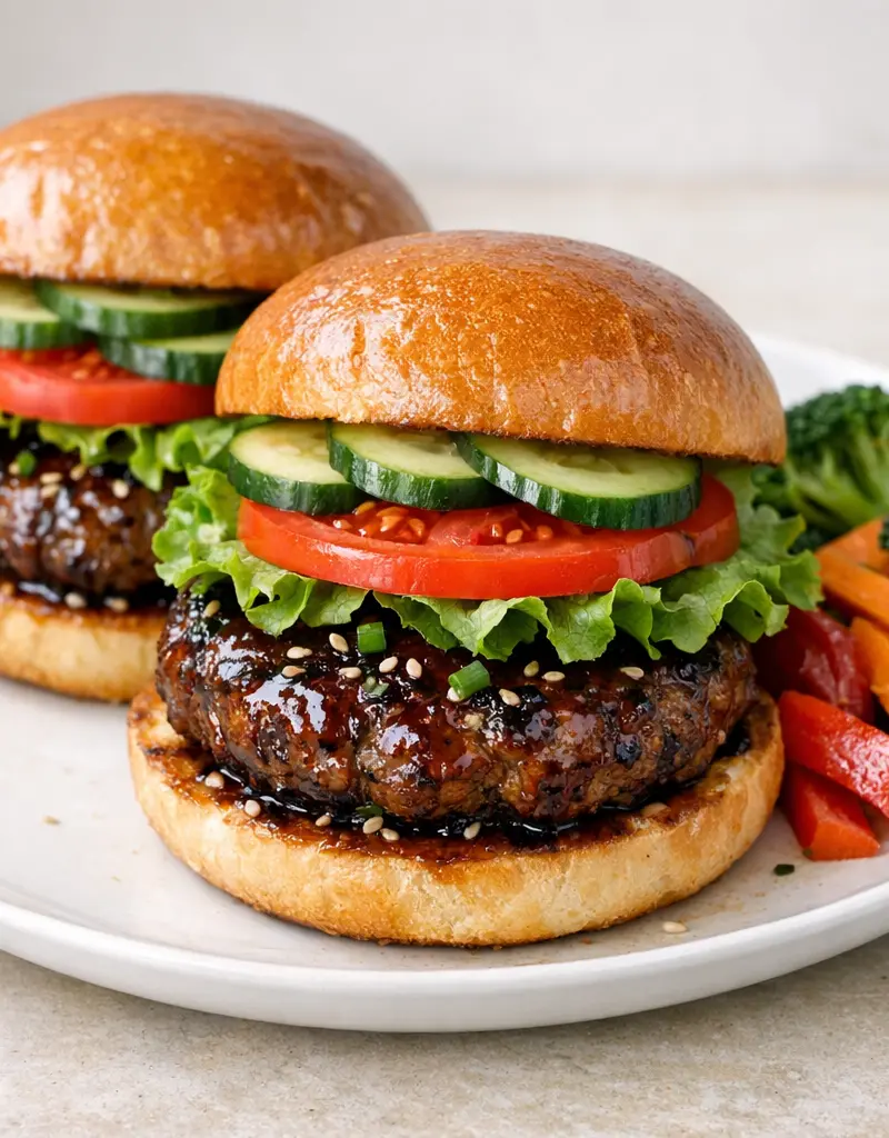Asian-style Beef Burgers With Soy Ginger Glaze prepared dish