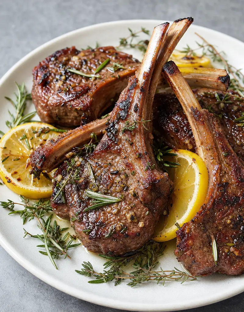 Grilled Marinated Lamb Chops prepared dish