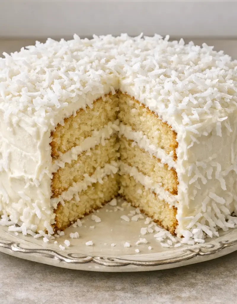 Classic Coconut Layer Cake prepared dish