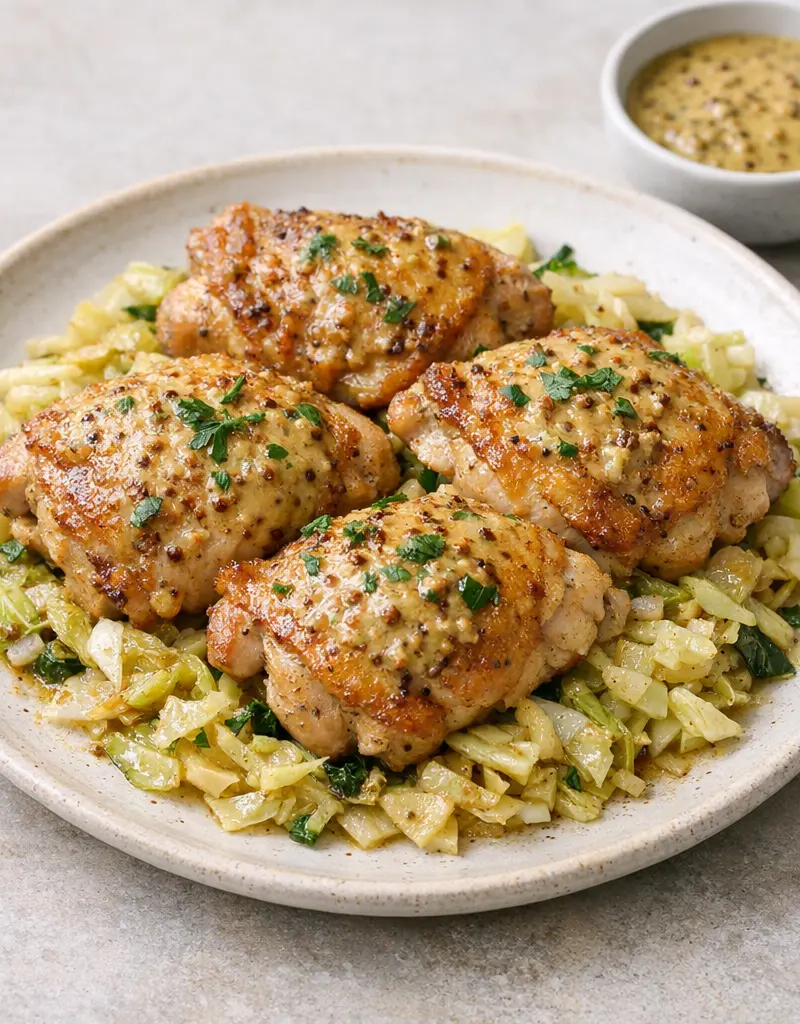Mustard Chicken With Cabbage prepared dish