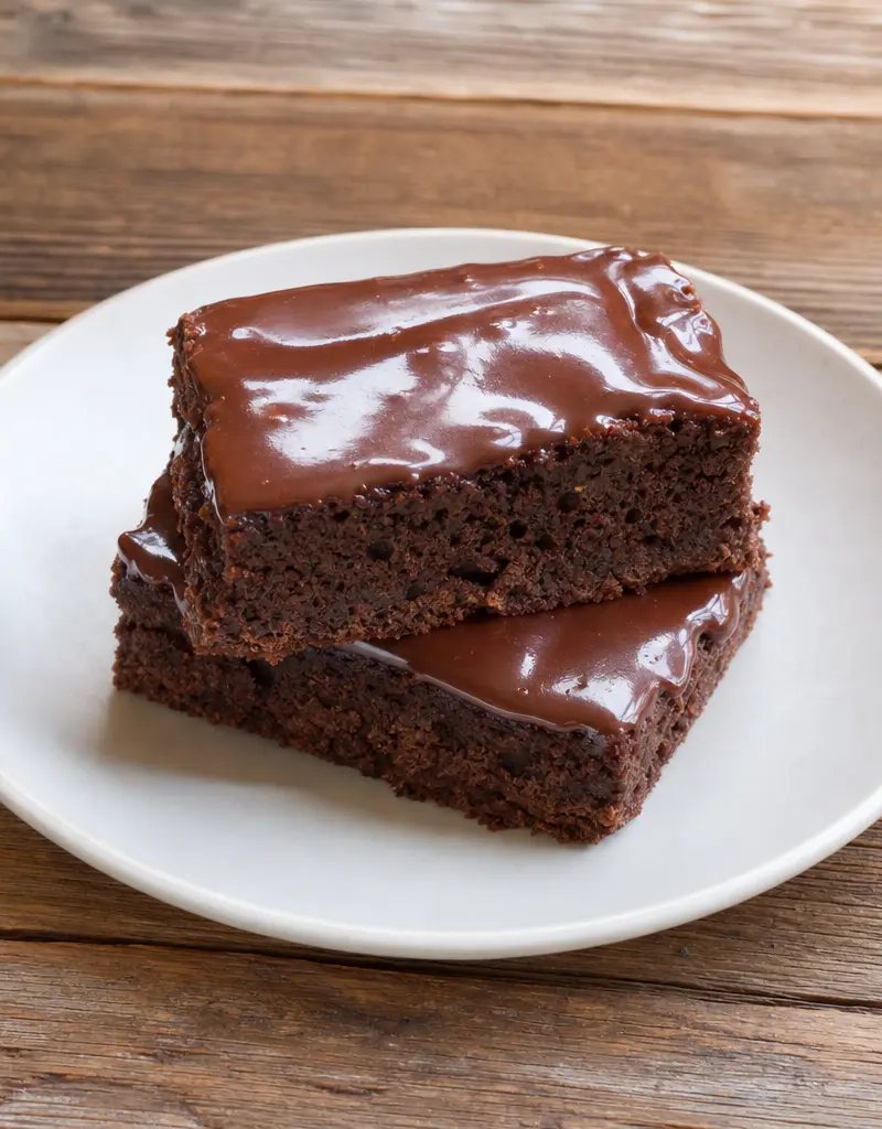 Microwave Brownies with Chocolate Glaze prepared dish