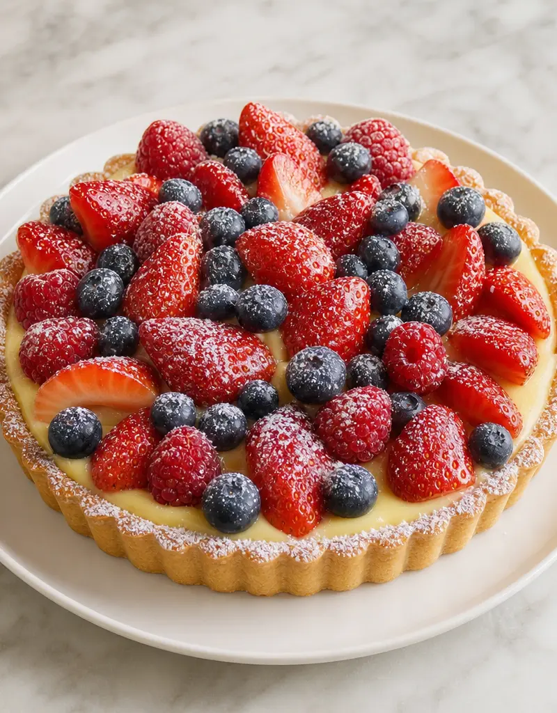 Mixed Berry Fruit Tart prepared dish