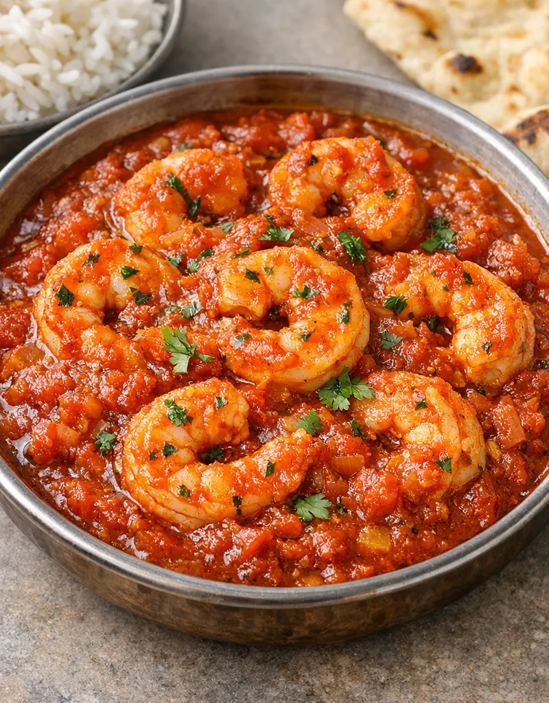 Shrimp Curry In Spicy Tomato Sauce prepared dish