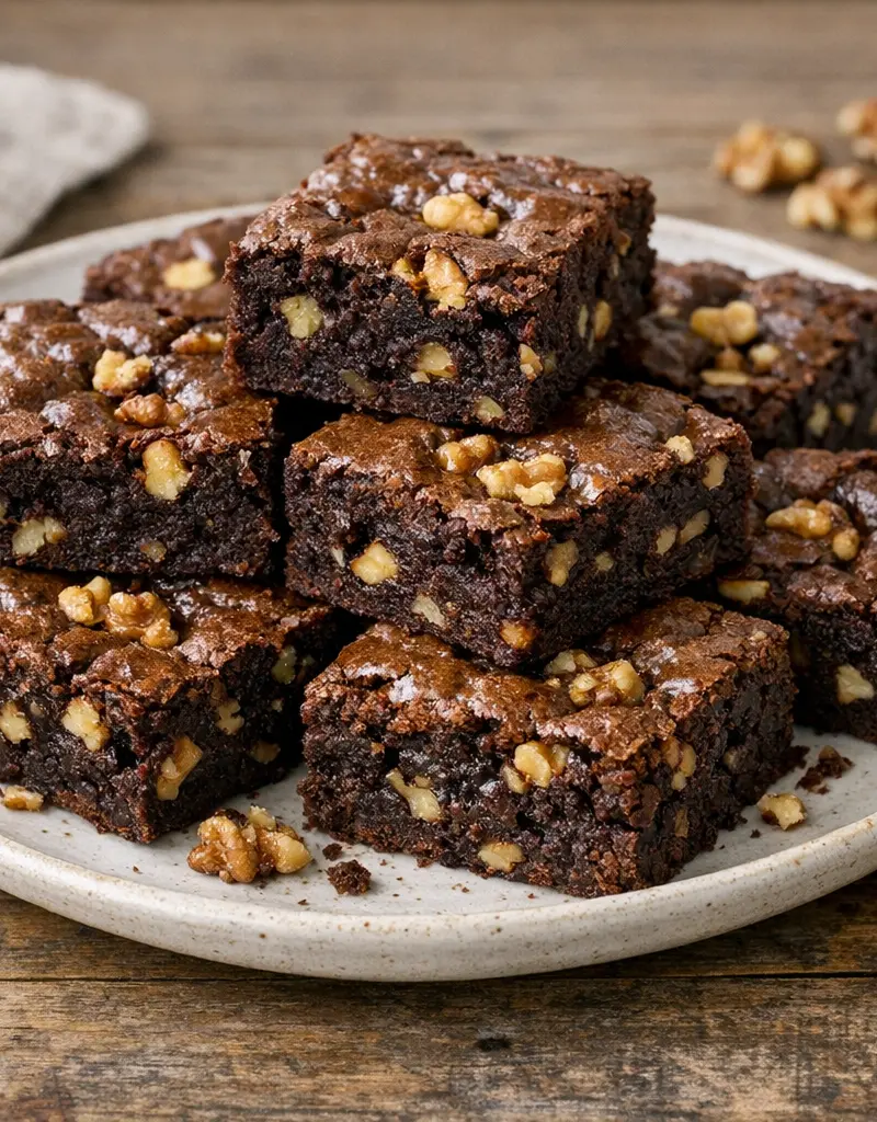 Chocolate Walnut Brownies prepared dish