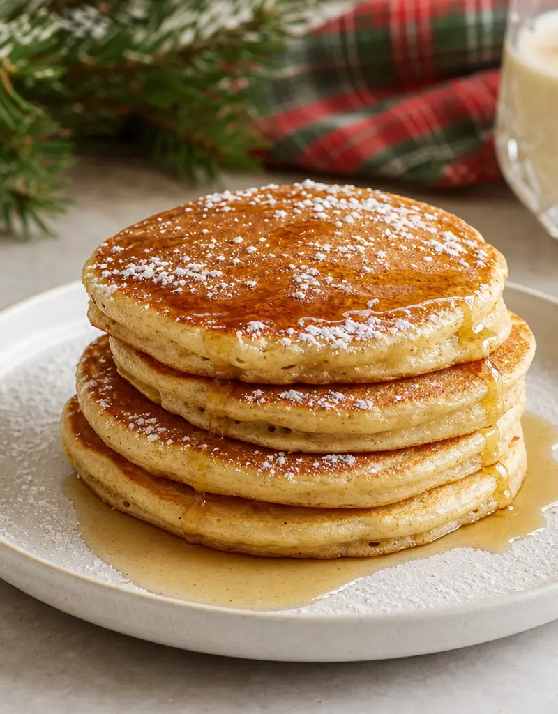 Eggnog Pancakes prepared dish