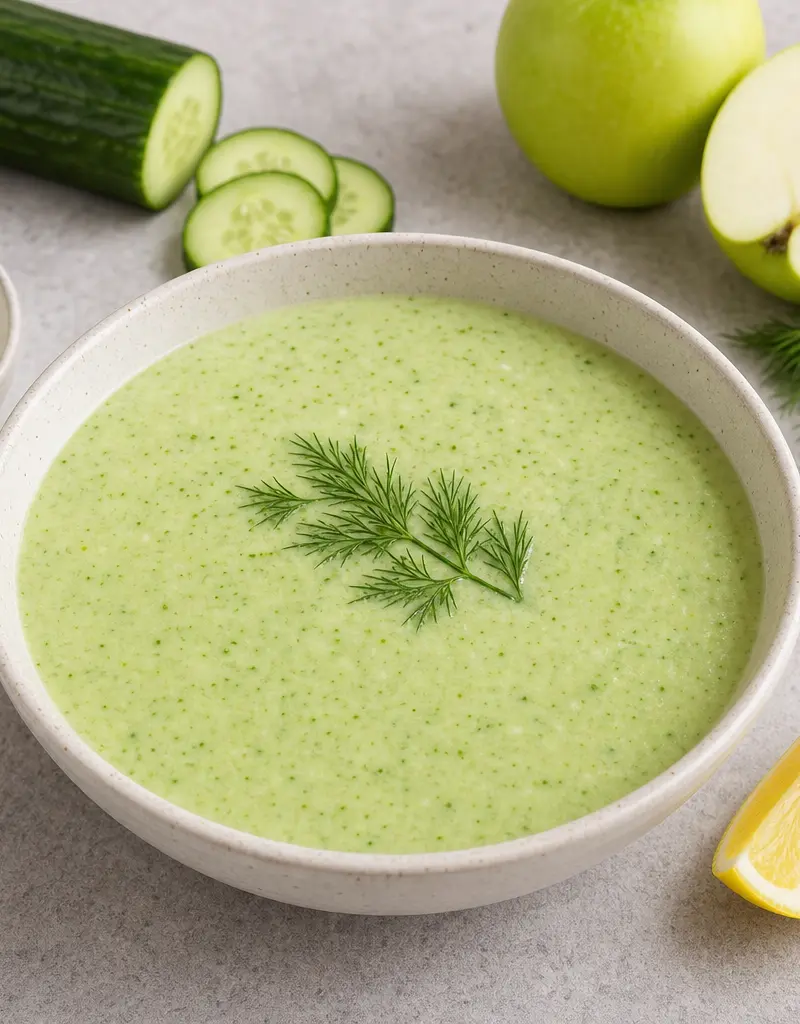 Chilled Cucumber and Apple Soup prepared dish