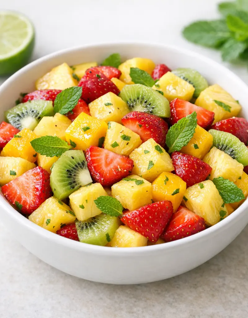 Tropical Fruit Salad With Mint prepared dish
