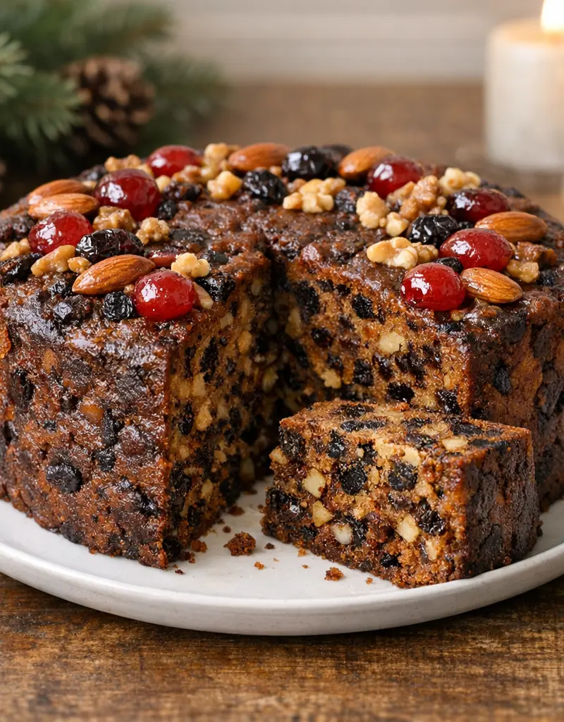 Christmas Brandy Fruit Cake prepared dish