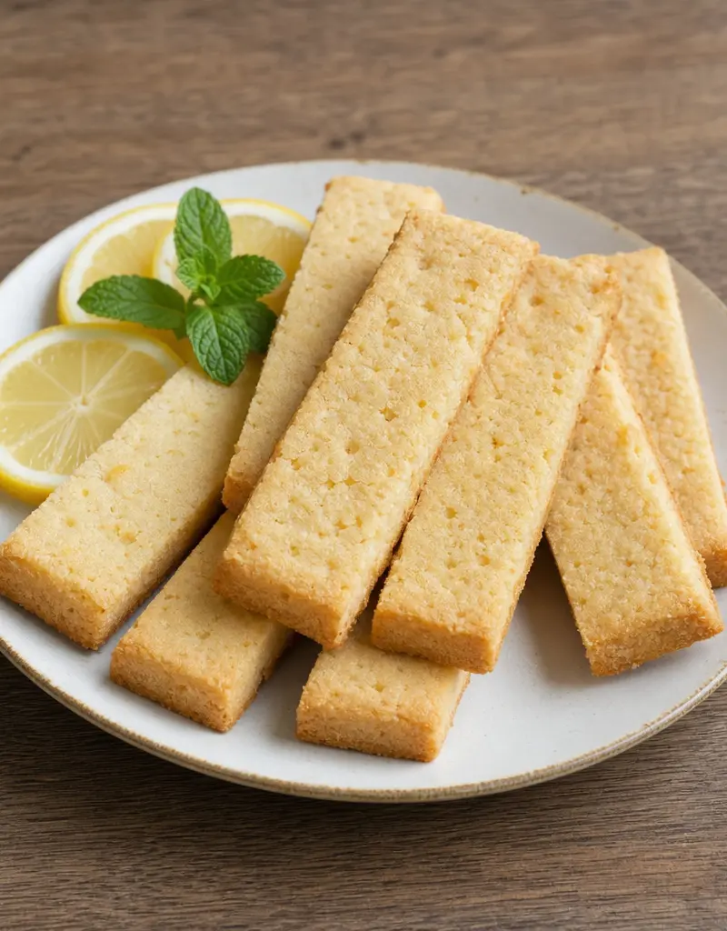 English Lemon Shortbread Strips prepared dish