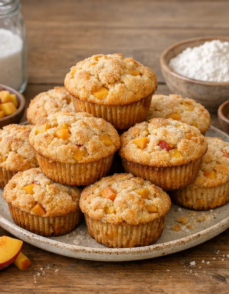 Fresh Peach Muffins prepared dish