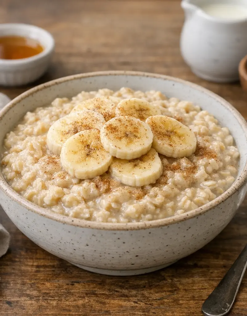 Creamy Banana Oatmeal prepared dish