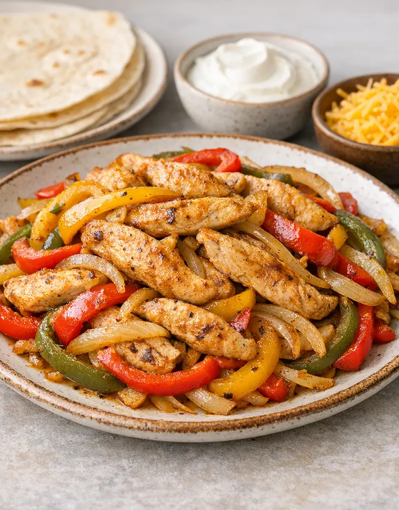 Chicken Fajitas With Bell Peppers And Onions prepared dish