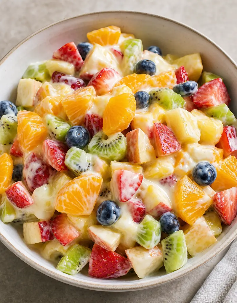 Creamy Citrus Fruit Salad prepared dish