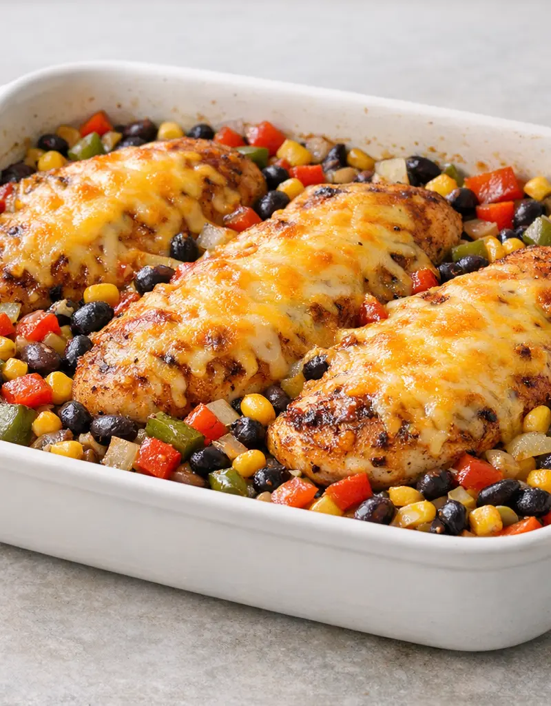 Tex-mex Cheesy Chicken Bake prepared dish