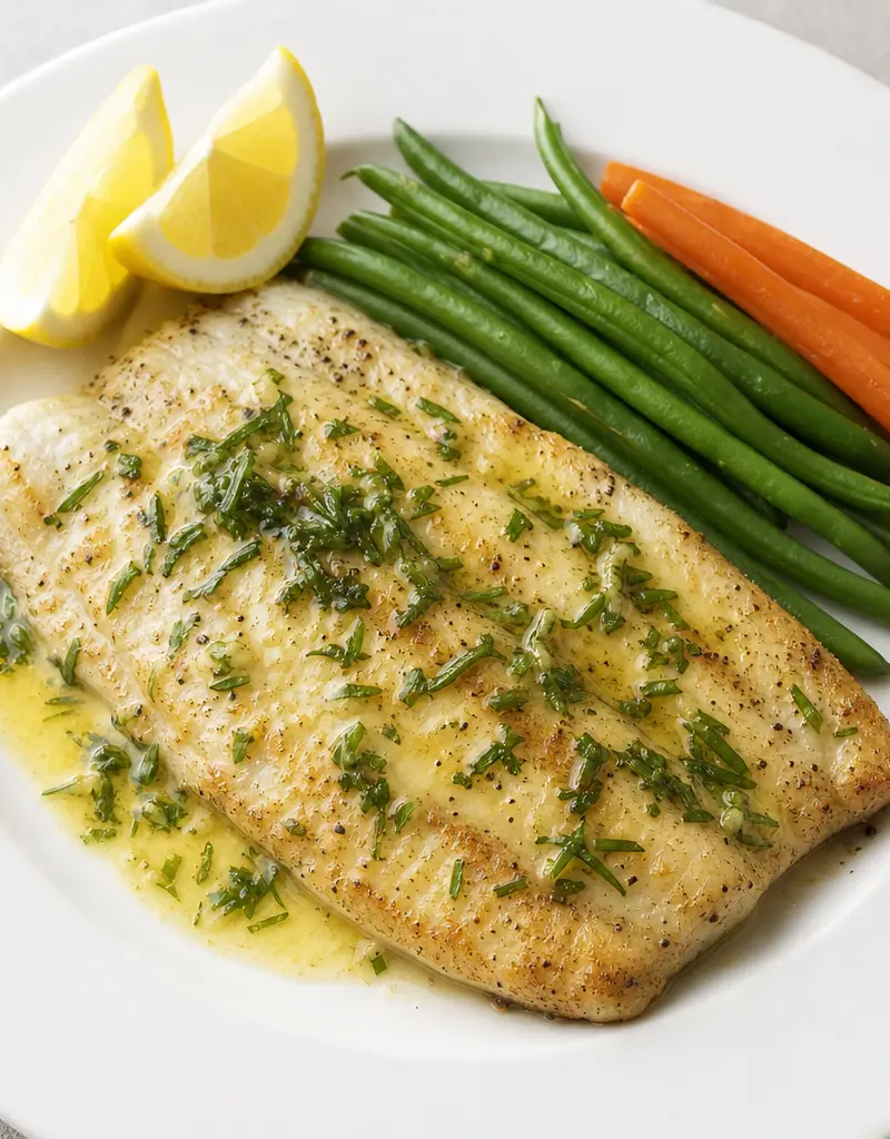 Flathead Fillets with Tarragon Butter prepared dish