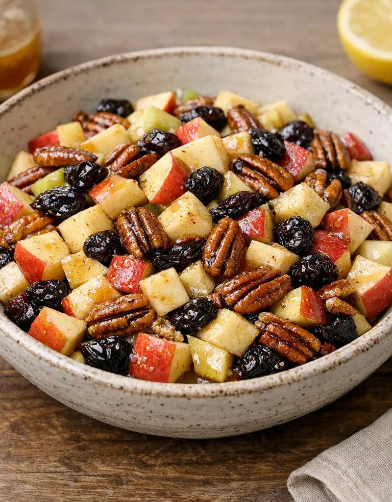 Apple, Dried Cherry, And Pecan Salad With Maple Dressing prepared dish