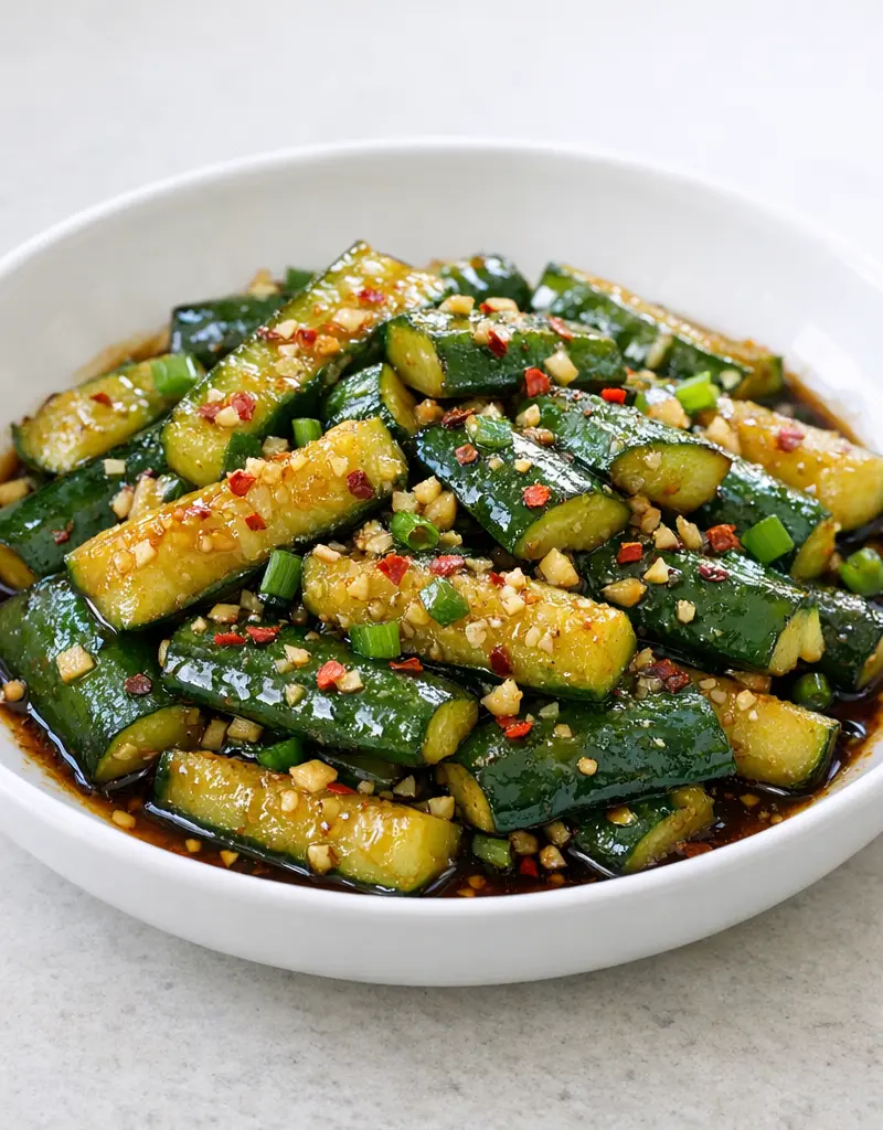 Stir-fried Cucumbers With Garlic And Soy Sauce prepared dish