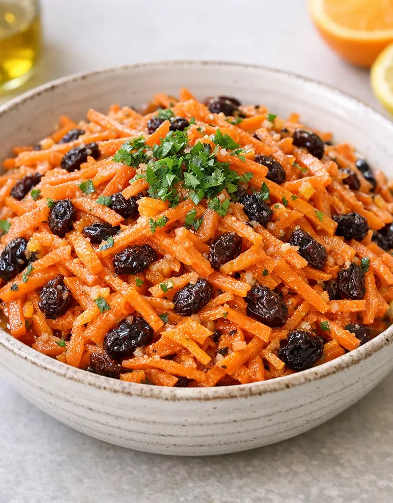 Carrot And Raisin Salad With Citrus Dressing prepared dish