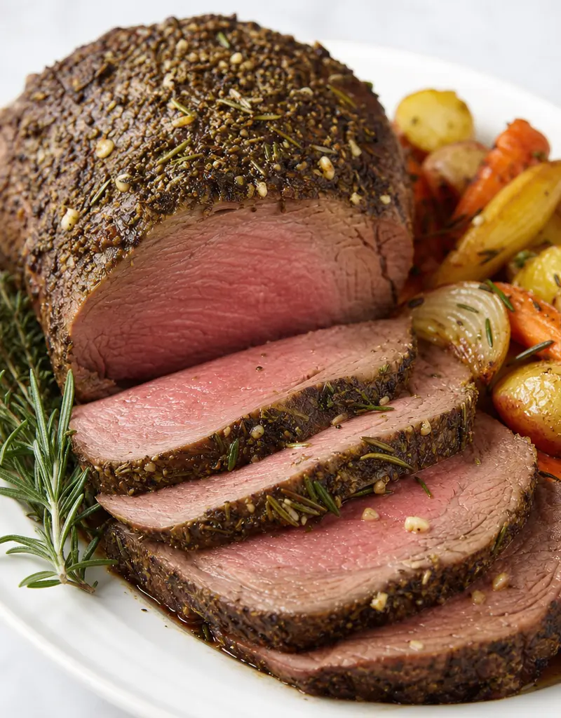 Herb-crusted Roast Beef prepared dish