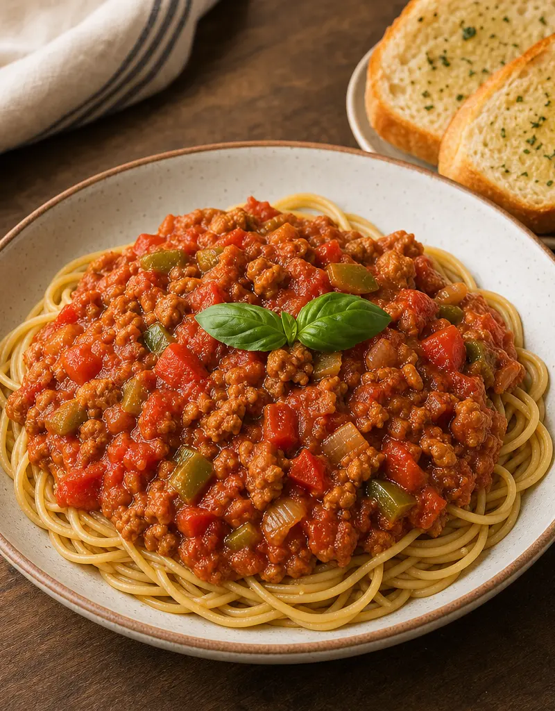 Vegetarian Spaghetti Sauce with Textured Vegetable Protein prepared dish
