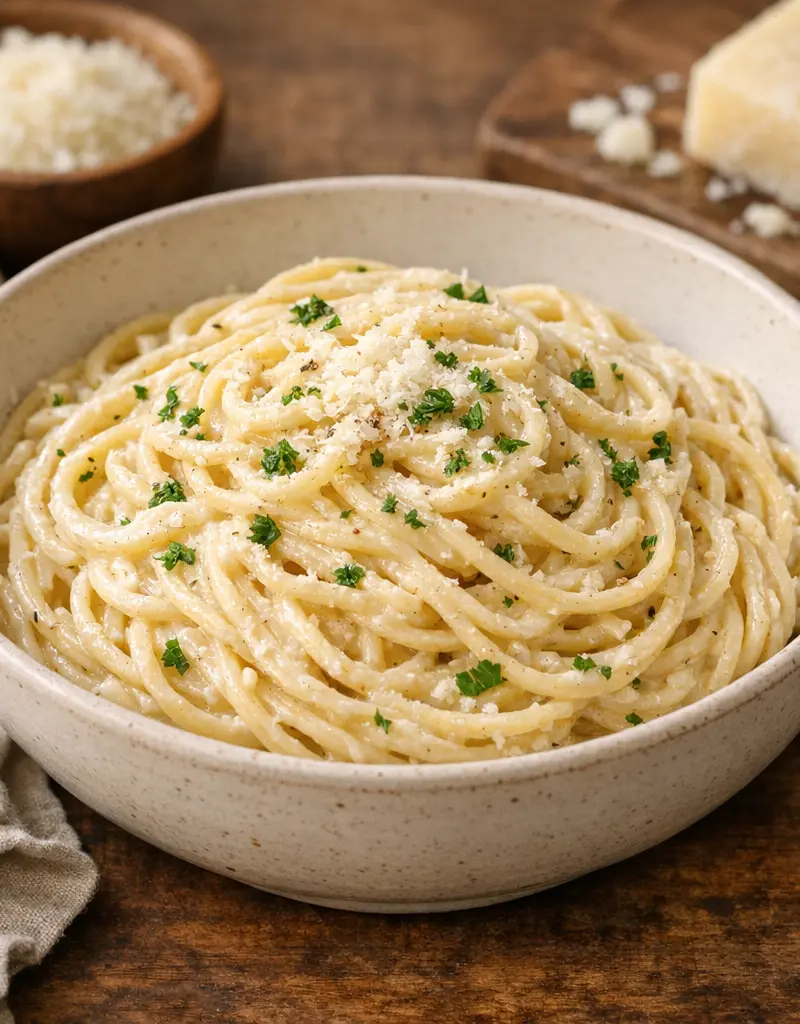 Creamy Garlic Parmesan Pasta prepared dish