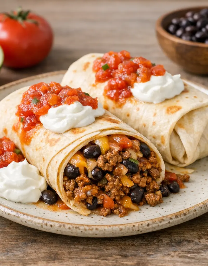 Beef And Bean Burritos prepared dish