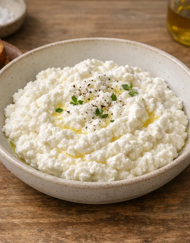 Homemade Creamy Ricotta Cheese prepared dish
