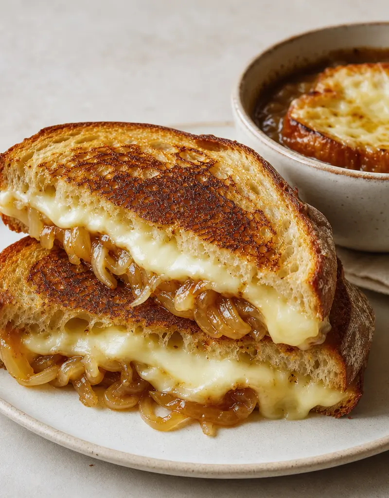 French Onion Grilled Cheese Sandwich prepared dish