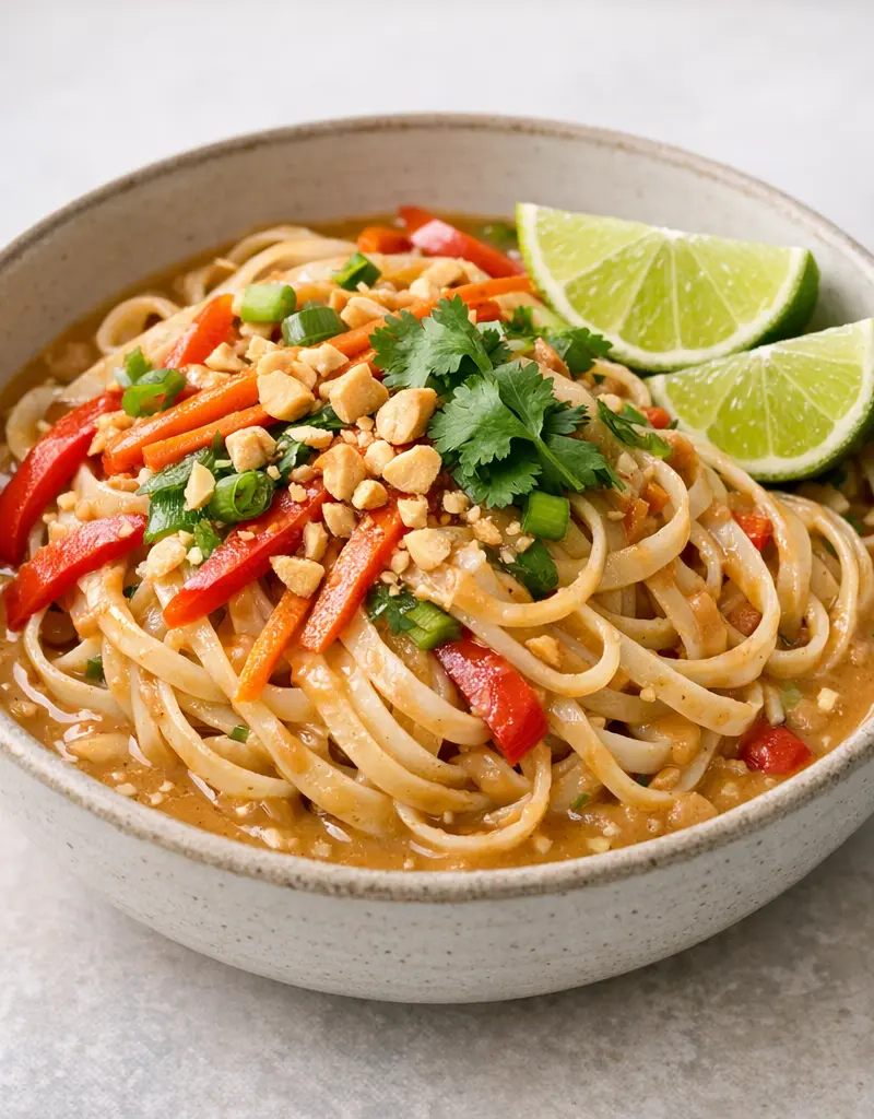 Thai Noodles With Peanut Sauce prepared dish