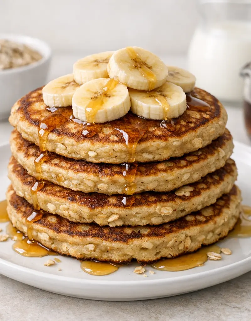 Blender Banana Oat Pancakes prepared dish