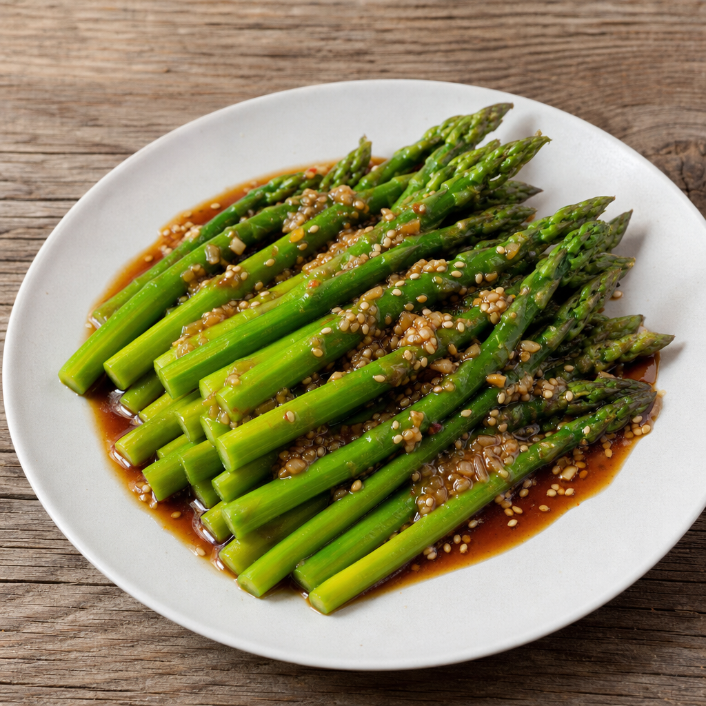 Asparagus with Sesame Ginger Sauce prepared dish