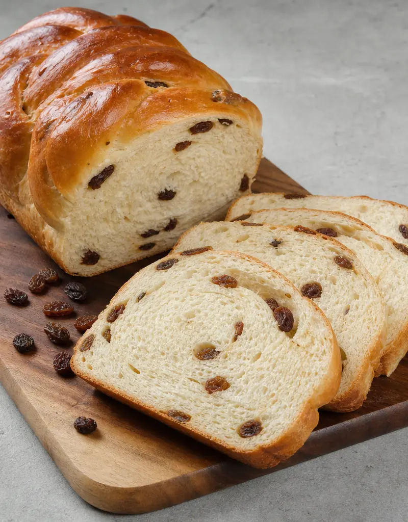 Finnish Cardamom Raisin Bread Pulla prepared dish