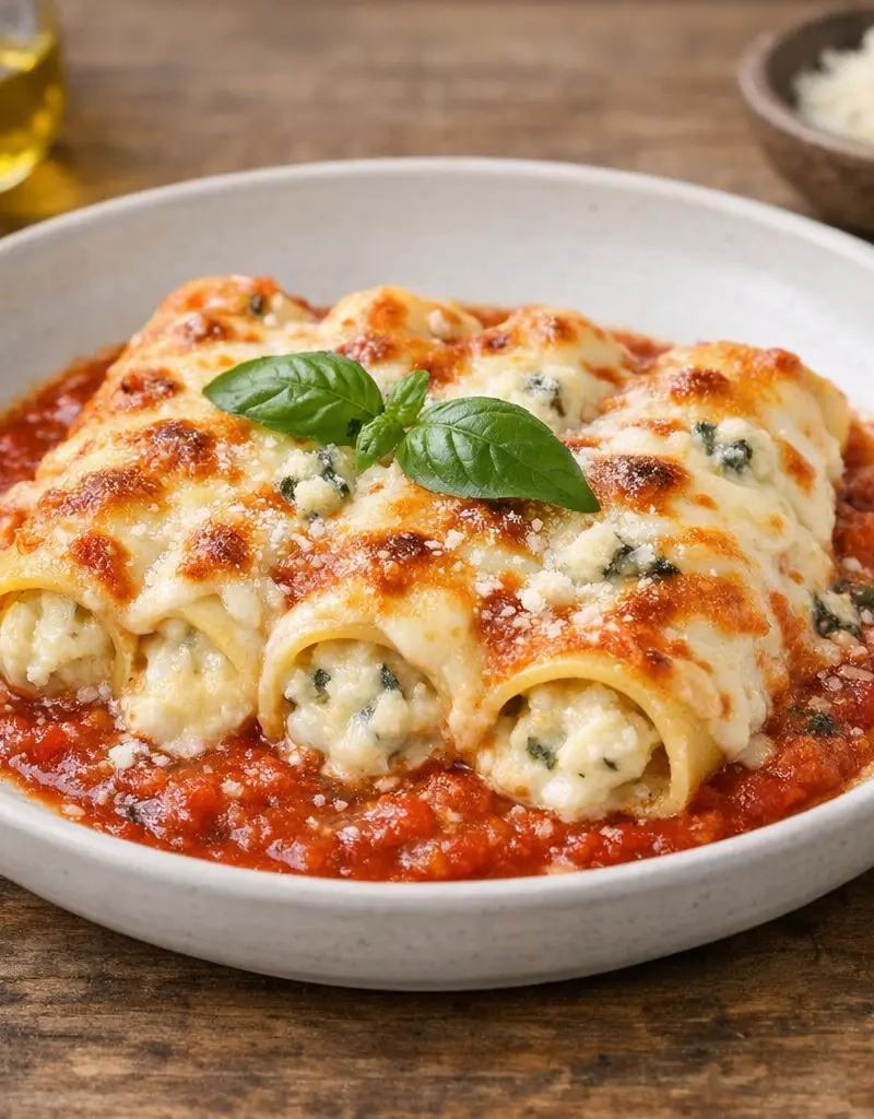 Four Cheese Cannelloni prepared dish