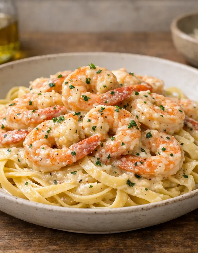 Creamy Garlic Parmesan Shrimp prepared dish
