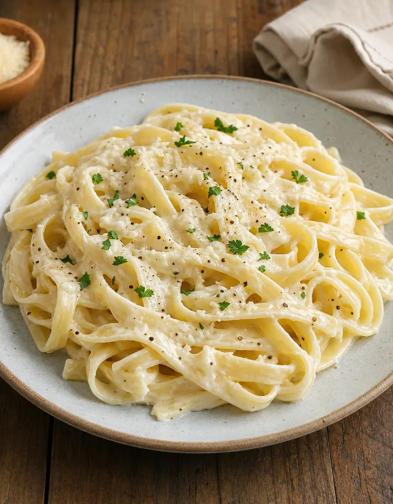 Fettuccine with Parmesan Cream Sauce prepared dish