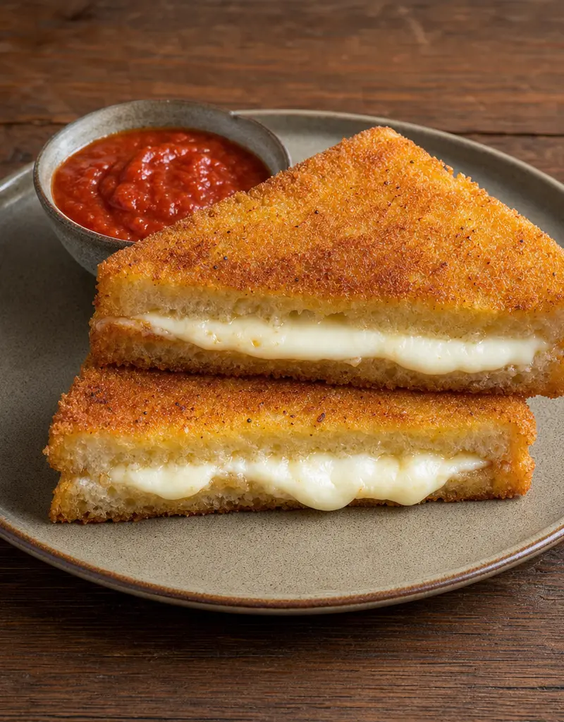 Fried Mozzarella Sandwiches prepared dish