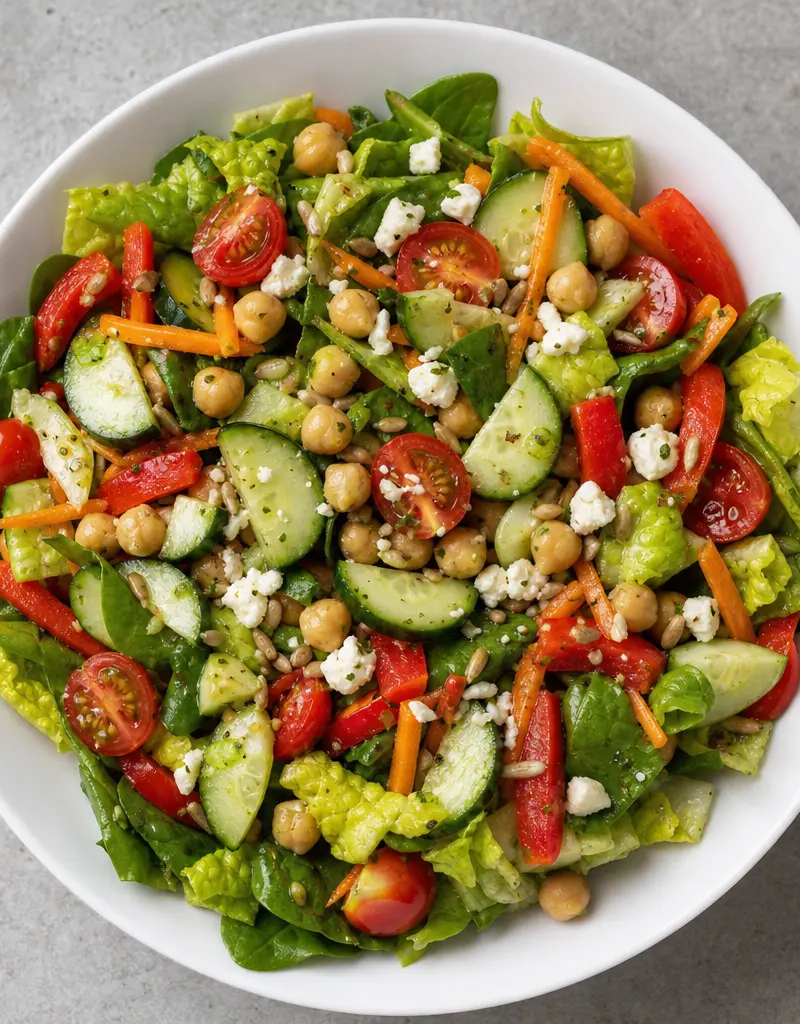 Garden Chickpea Tossed Salad with Lemon Herb Vinaigrette