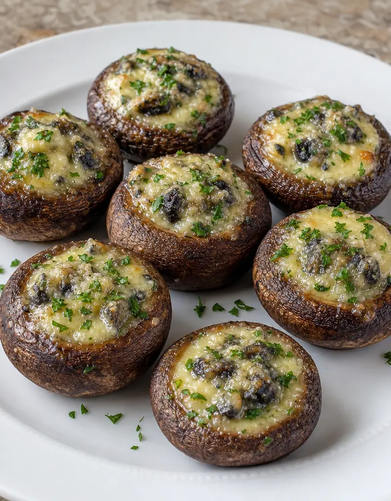 Escargot Stuffed Mushroom Caps prepared dish