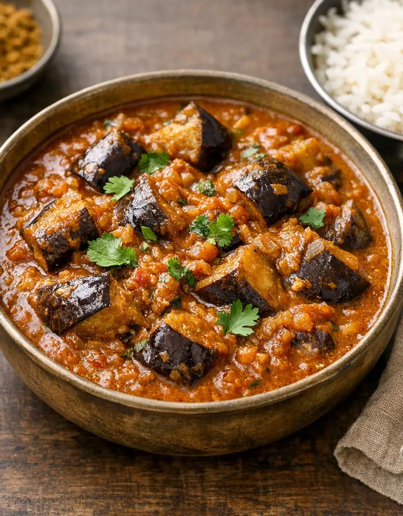 Spicy Eggplant Curry prepared dish