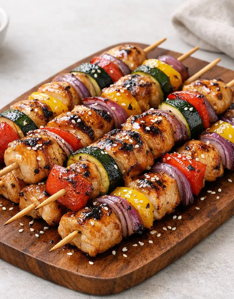 Teriyaki Grilled Chicken Kabobs prepared dish