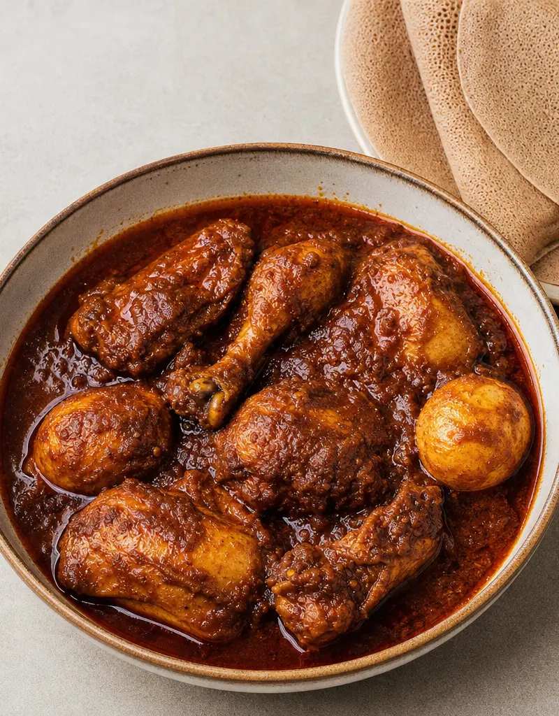 Ethiopian Chicken Doro Wat Stew prepared dish