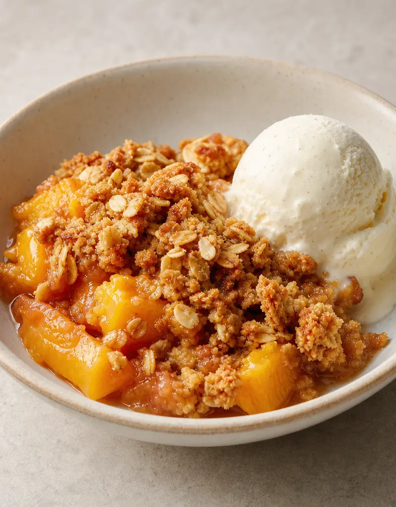 Fresh Peach Crisp prepared dish