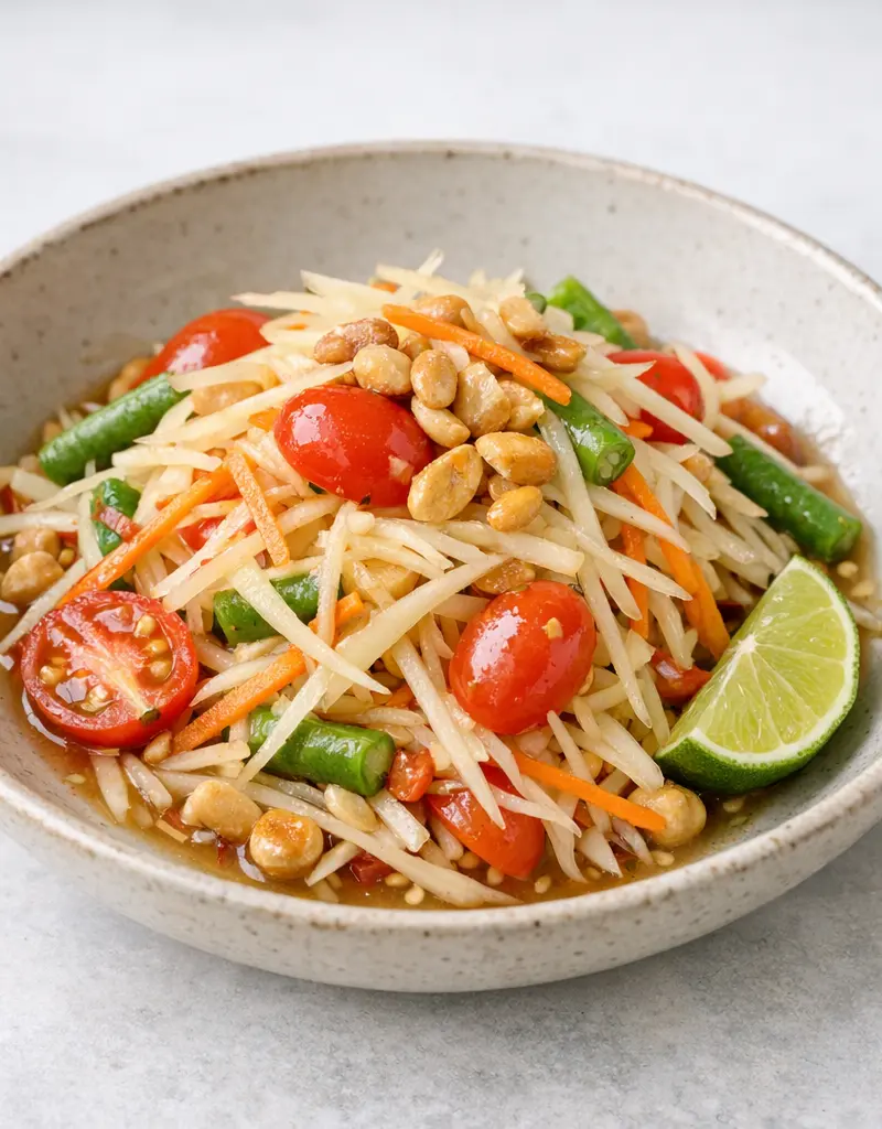 Thai Green Papaya Salad prepared dish