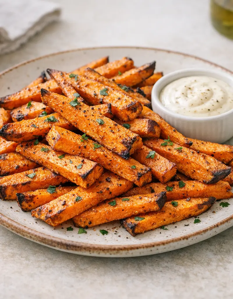 Oven-baked Sweet Potato Fries prepared dish