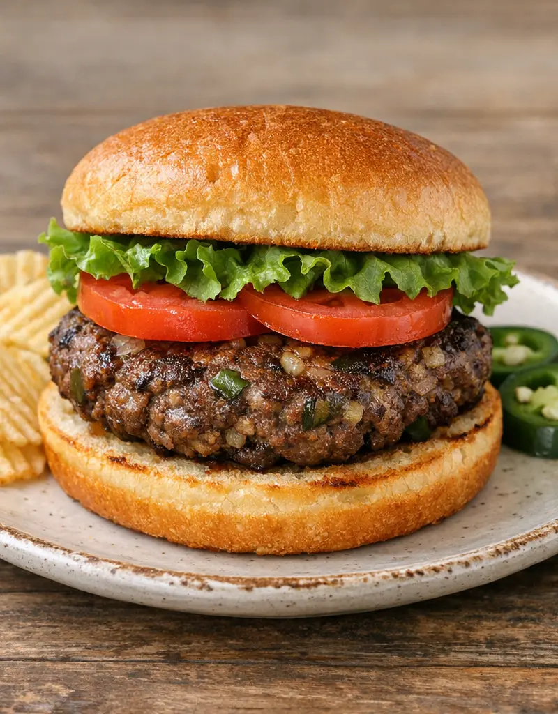 Venison Jalapeño Burgers prepared dish