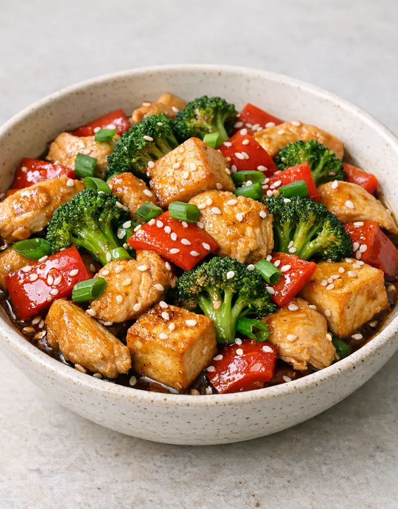 Tofu And Chicken Stir-fry prepared dish