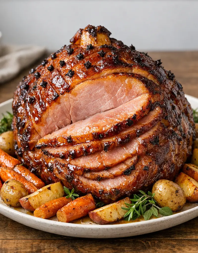 Honey Glazed Baked Ham prepared dish