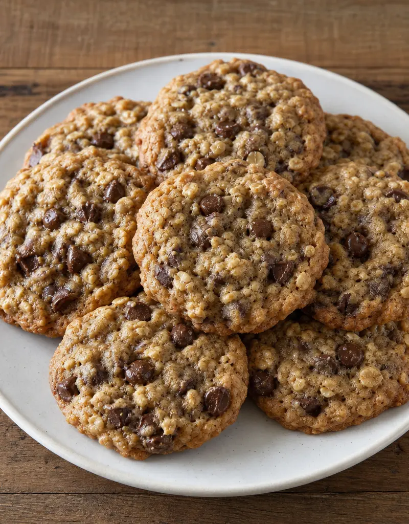 Chocolate Chip Oatmeal Cookies prepared dish