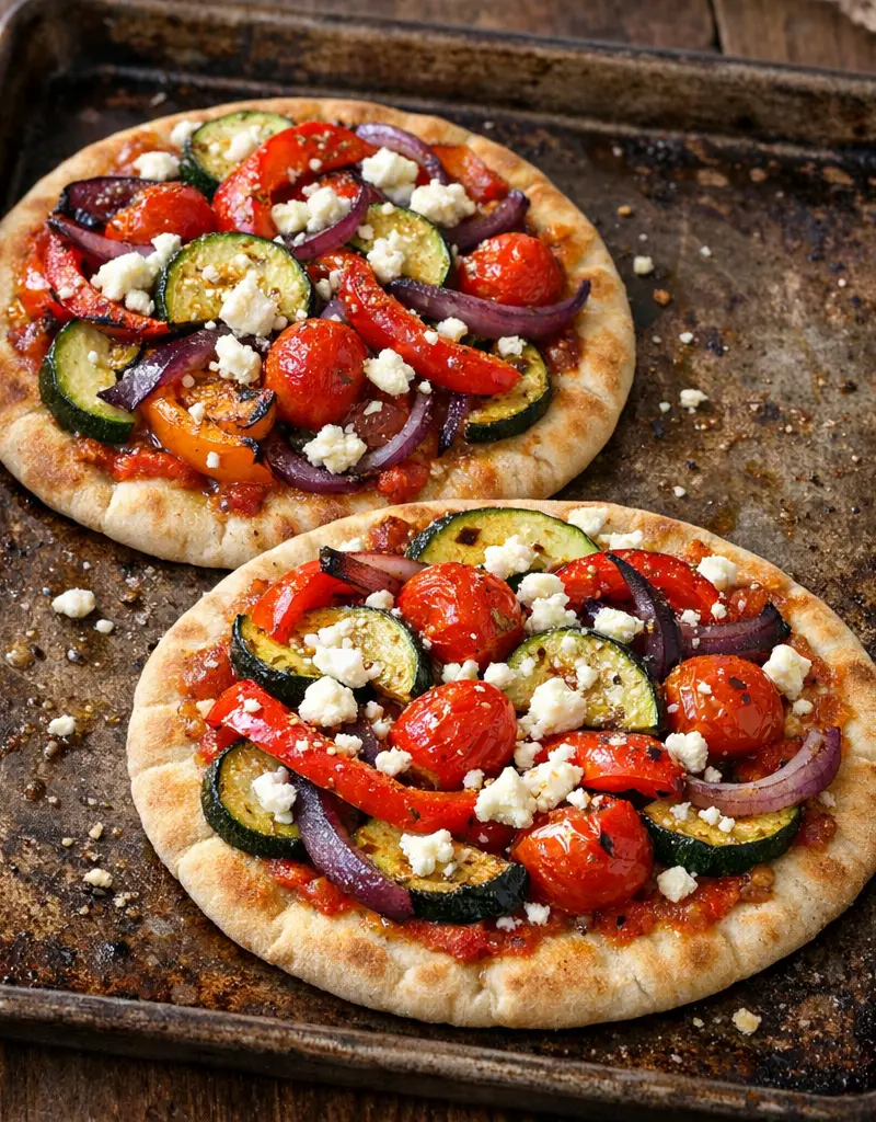 Mediterranean Vegetable Pizzas prepared dish