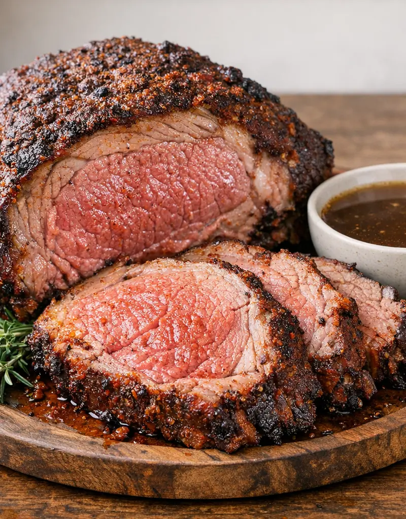 Spicy Smoked Prime Rib prepared dish